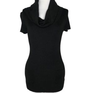 NWOT INC International Concepts Black Fitted Cowl Neck Short Slv Sweater Size LP